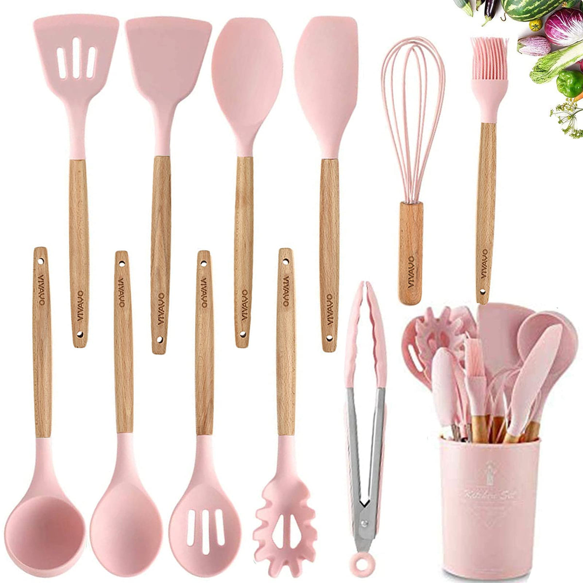 VIVAYO pink spatula utensil for scratch-free cooking and easy stirring