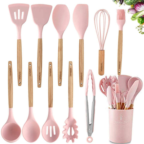 VIVAYO pink spatula utensil for scratch-free cooking and easy stirring