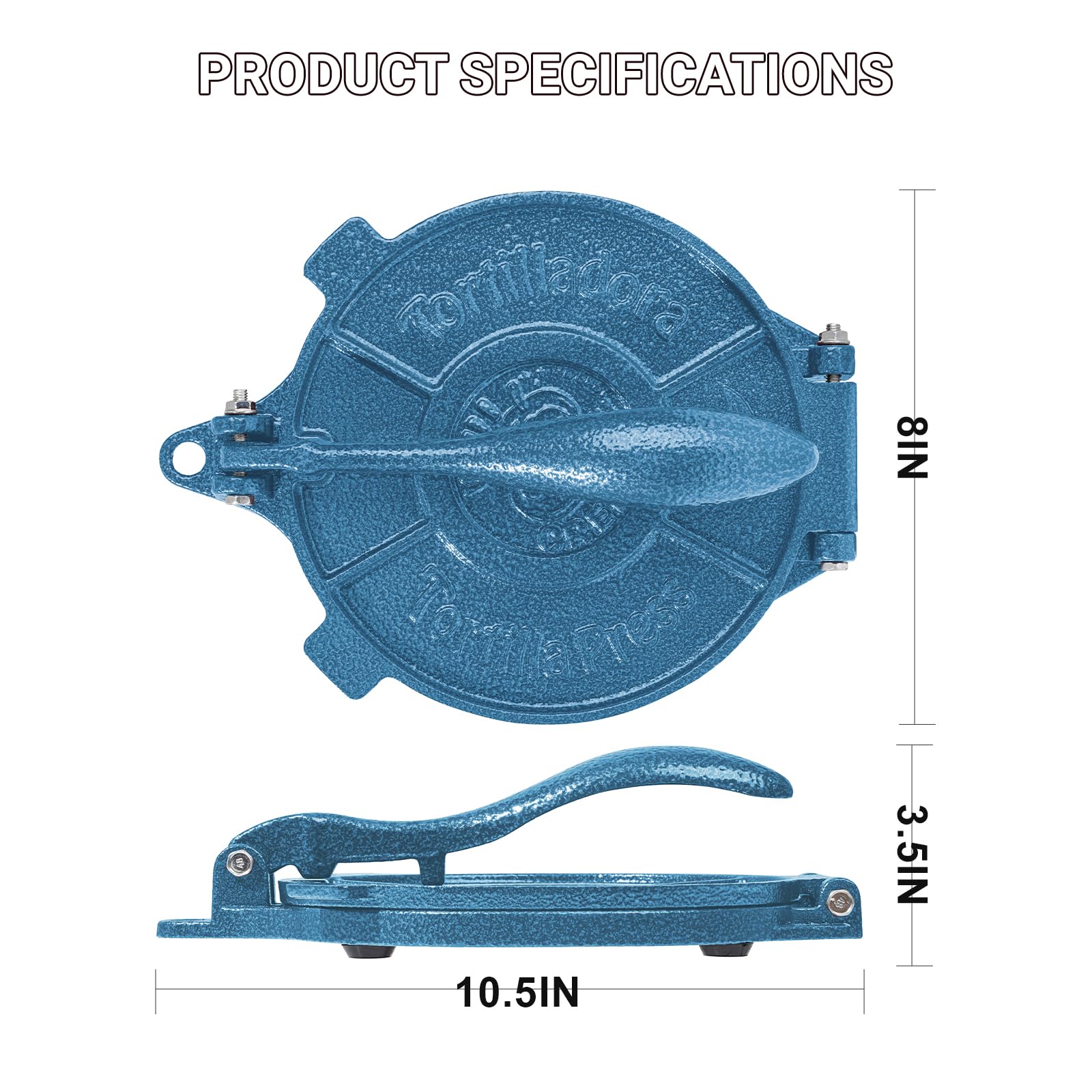 Vivicreate cast iron tortilla press with ergonomic handle for comfortable use