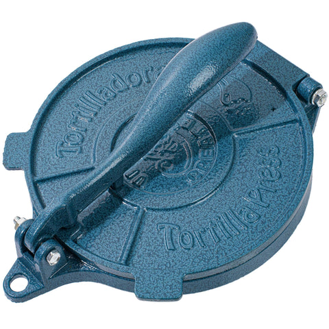 Vivicreate cast iron tortilla press top view for even, flat tortillas