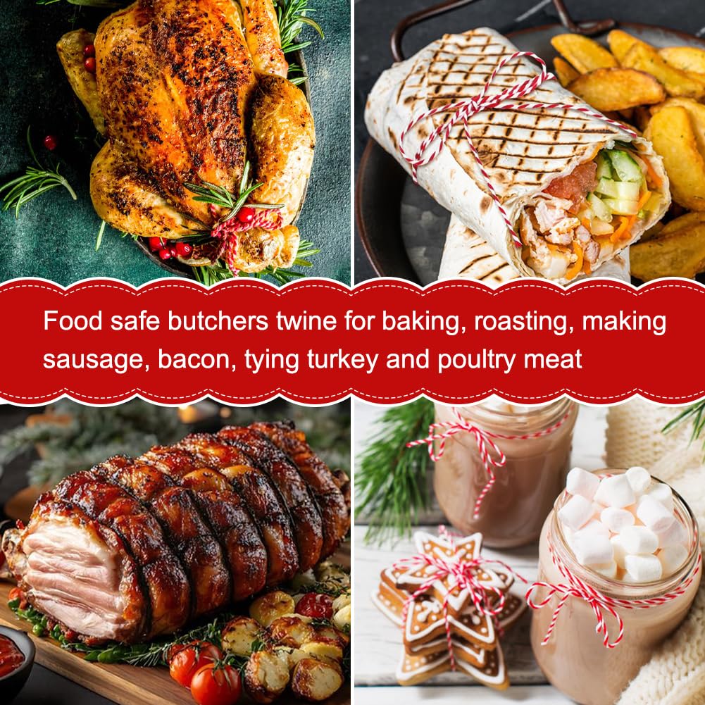 Vivifying red and white twine in festive craft and decoration setup