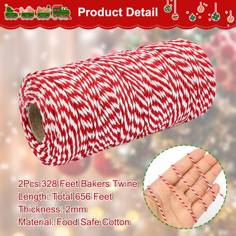Vivifying red and white twine securing pumpkin bread before baking