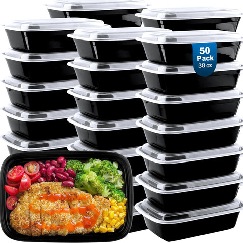 vivigu 50-pack meal prep containers 38 oz, ideal for organized weekly meals.