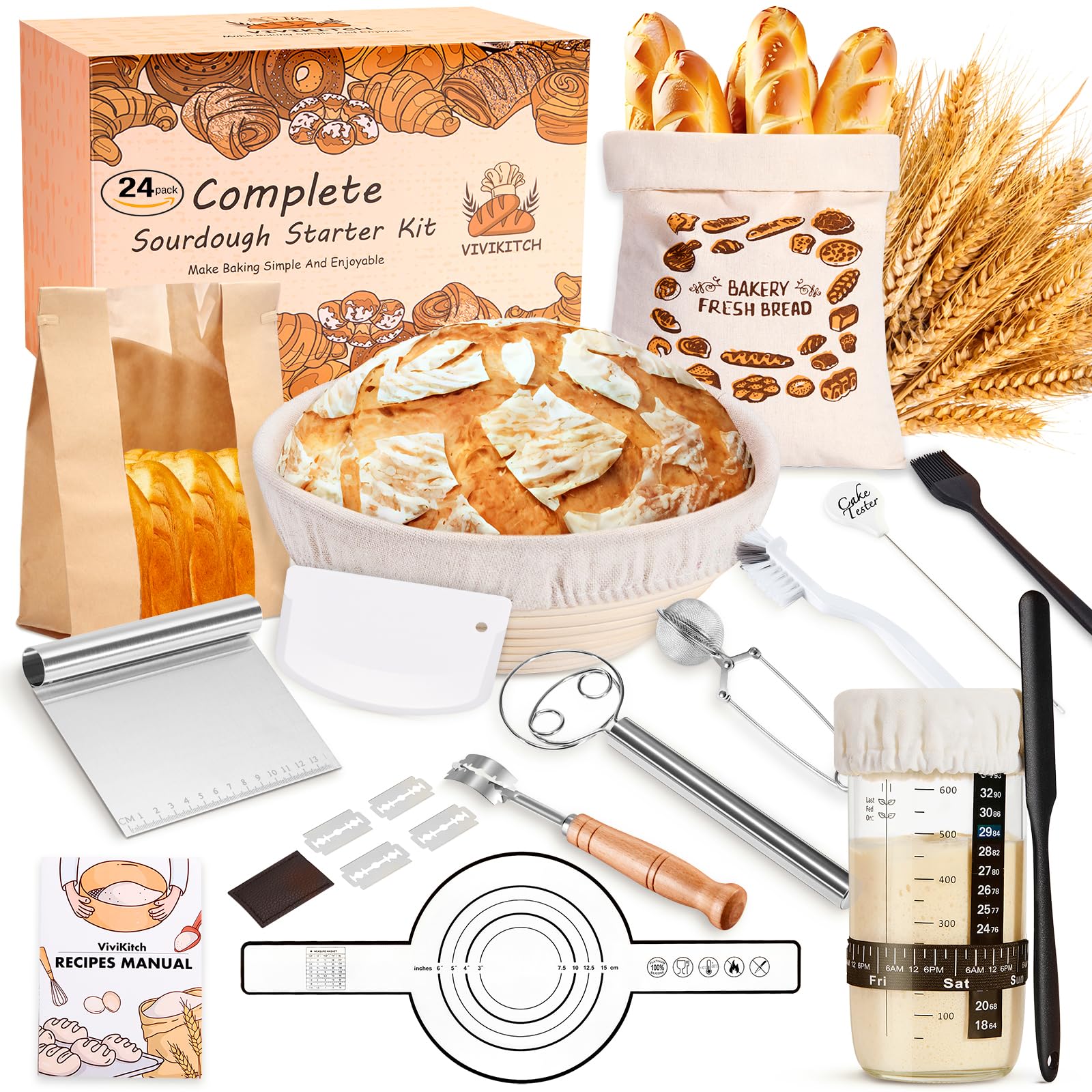 ViViKitch 9-inch banneton basket for even proofing and crust development