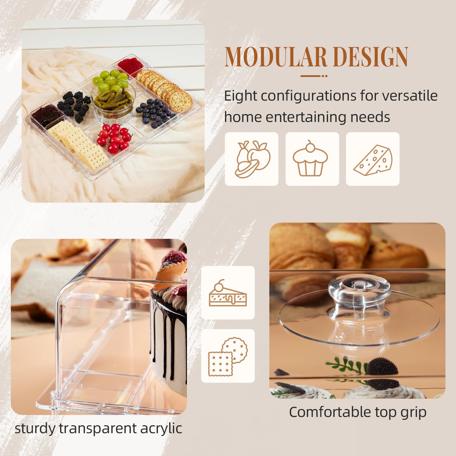 VIVIRBIEN 8-in-1 stand demonstrates versatile roles for cake, charcuterie, or salad.
