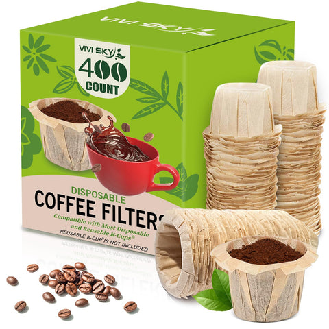 VIVI SKY disposable-kcup-filters 400-count for quick brews and no washing between uses.