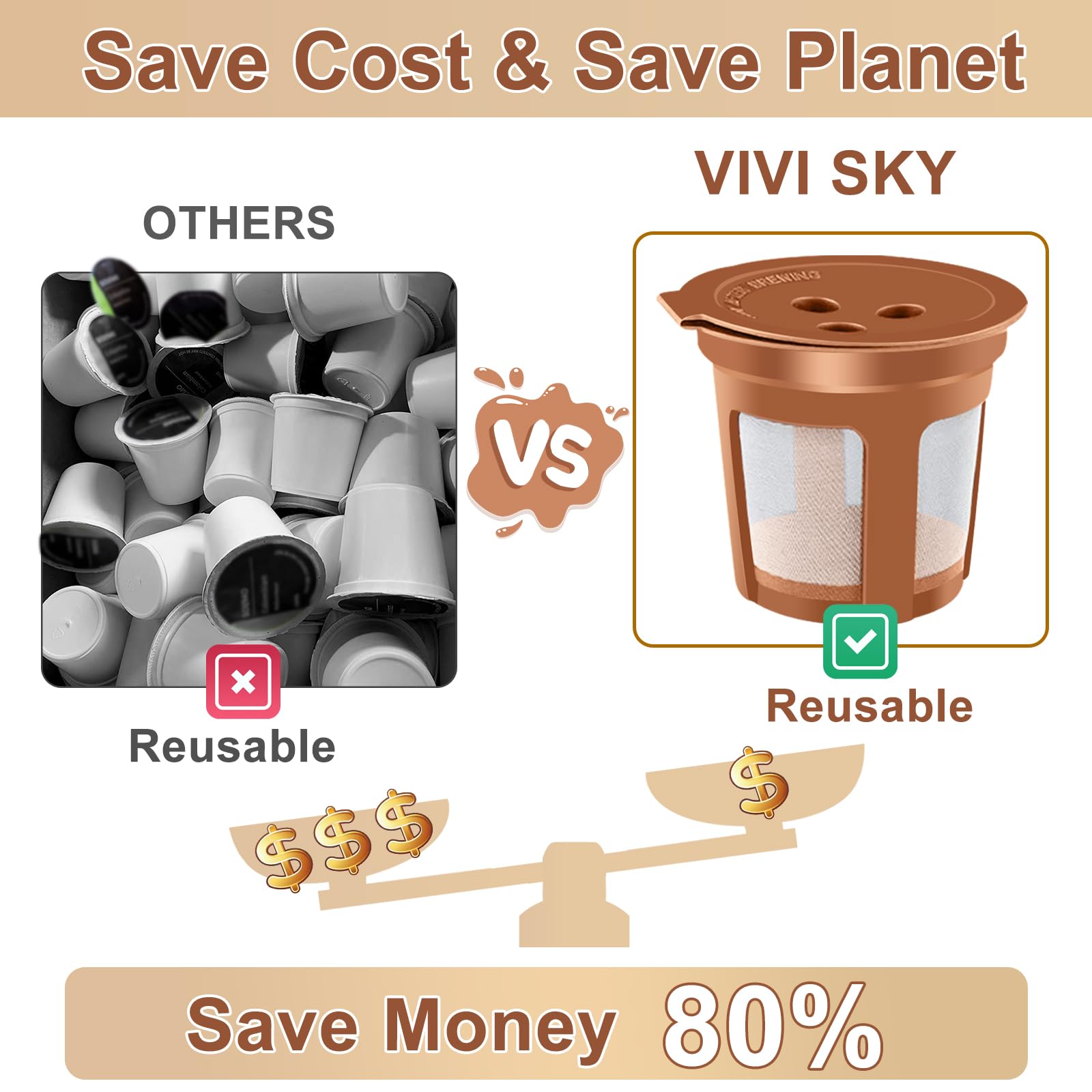 VIVI SKY filter with attached handle eases emptying and rinsing