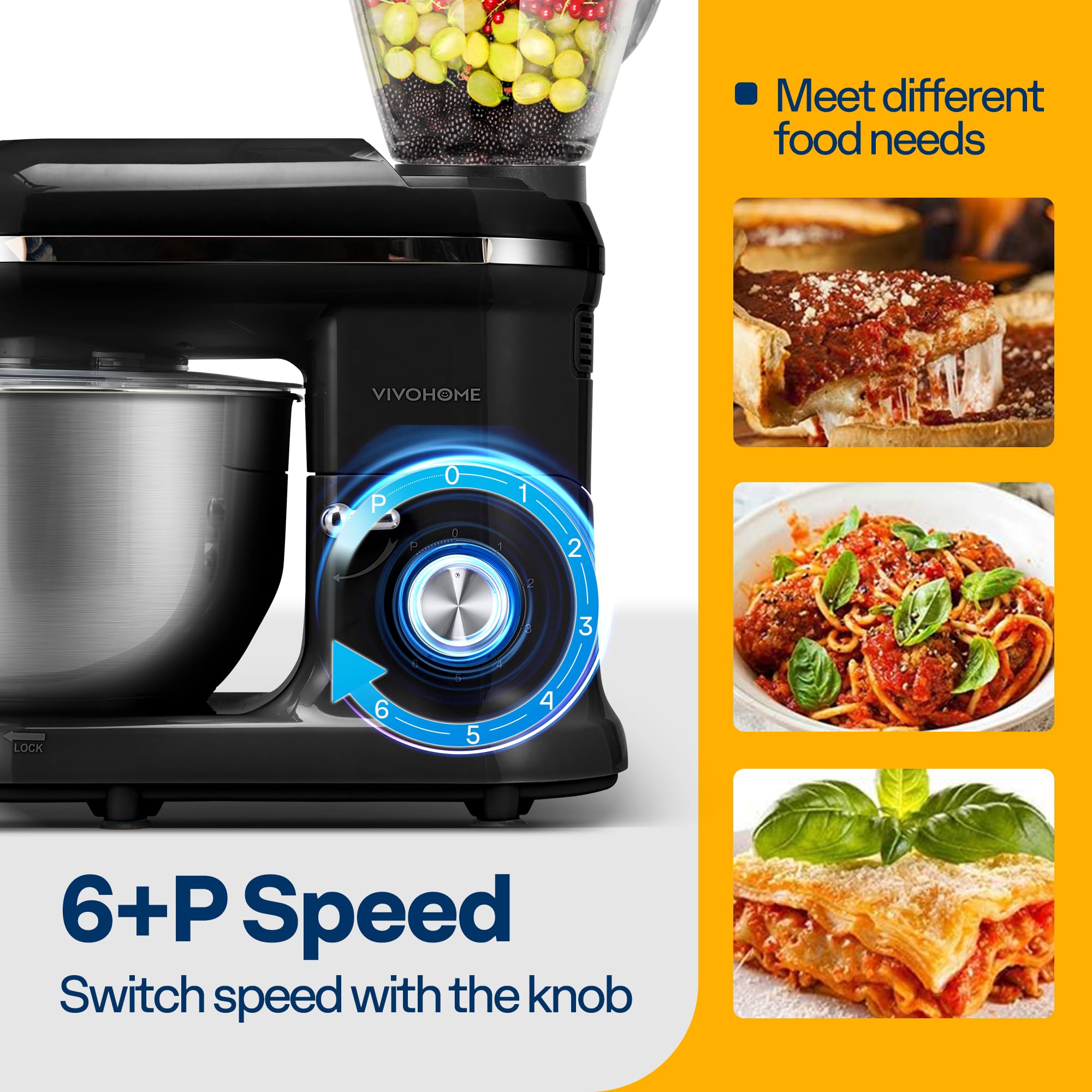 VIVOHOME 3-in-1 stand mixer blender attachment blends smoothies and sauces.