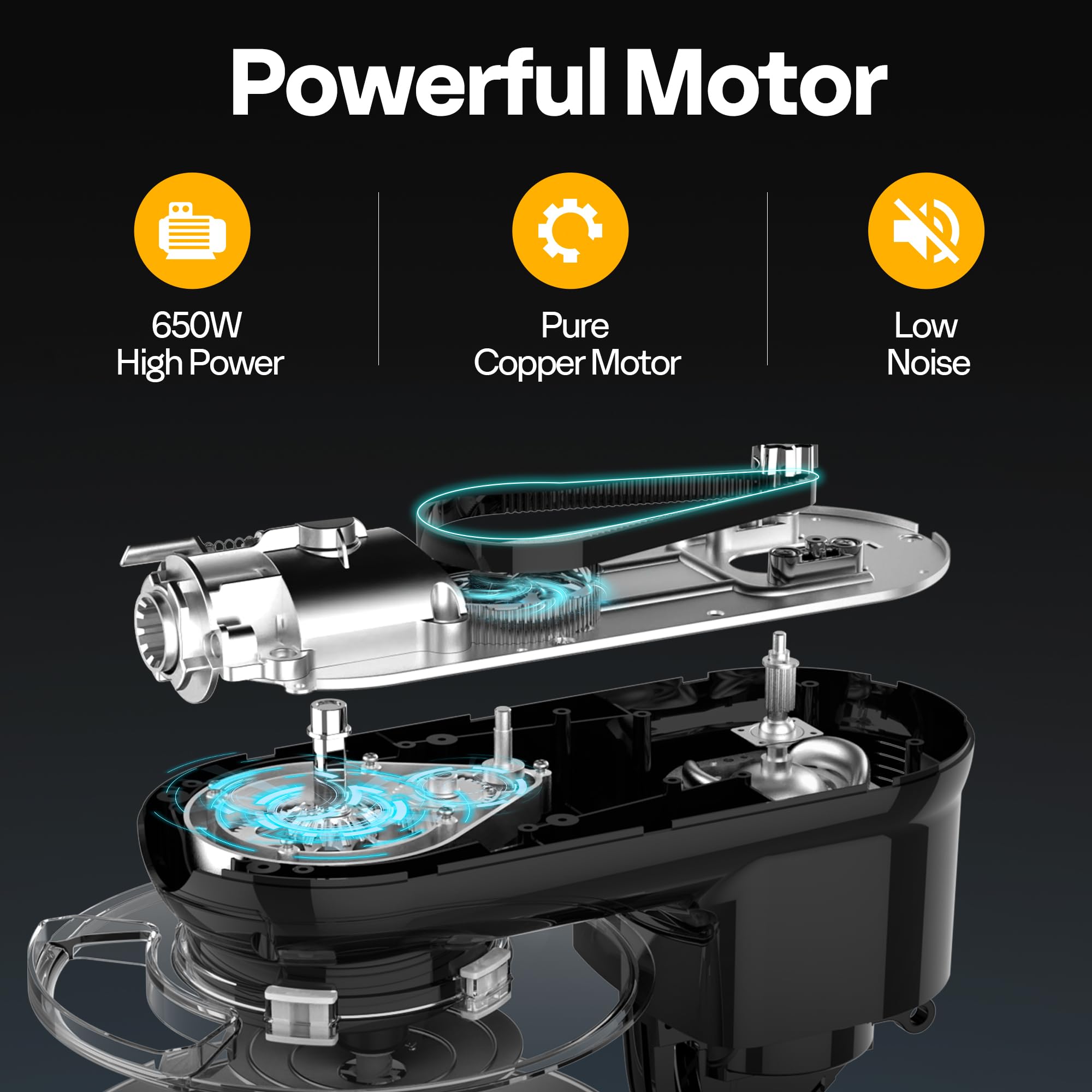 VIVOHOME 3-in-1 stand mixer dough hook attachment kneads dough smoothly.