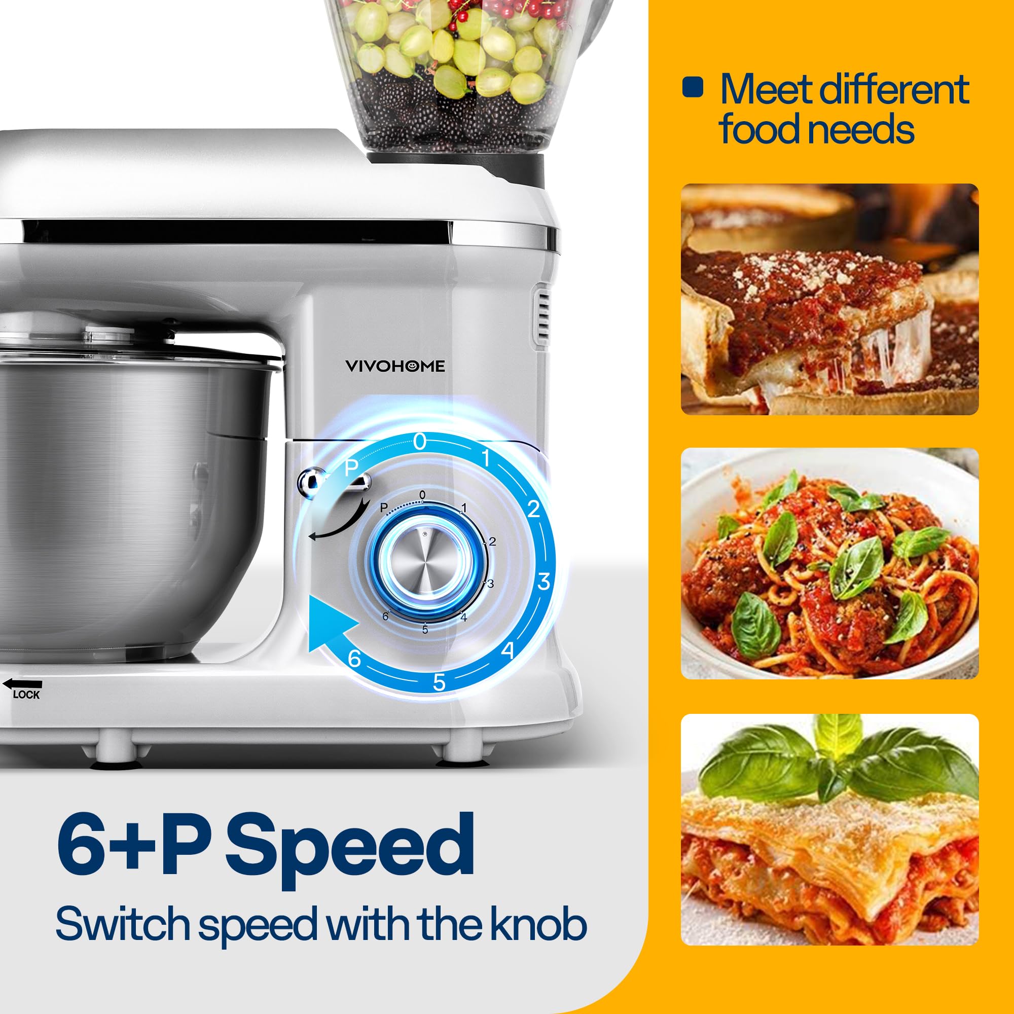 VIVOHOME 360-degree planetary mixing delivers even results.