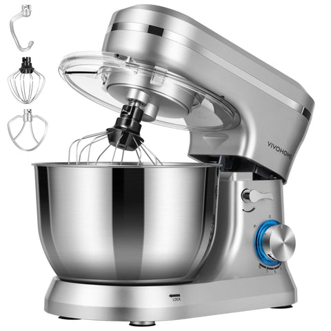 VIVOHOME 4.75 Qt stand mixer front view in silver for versatile home baking