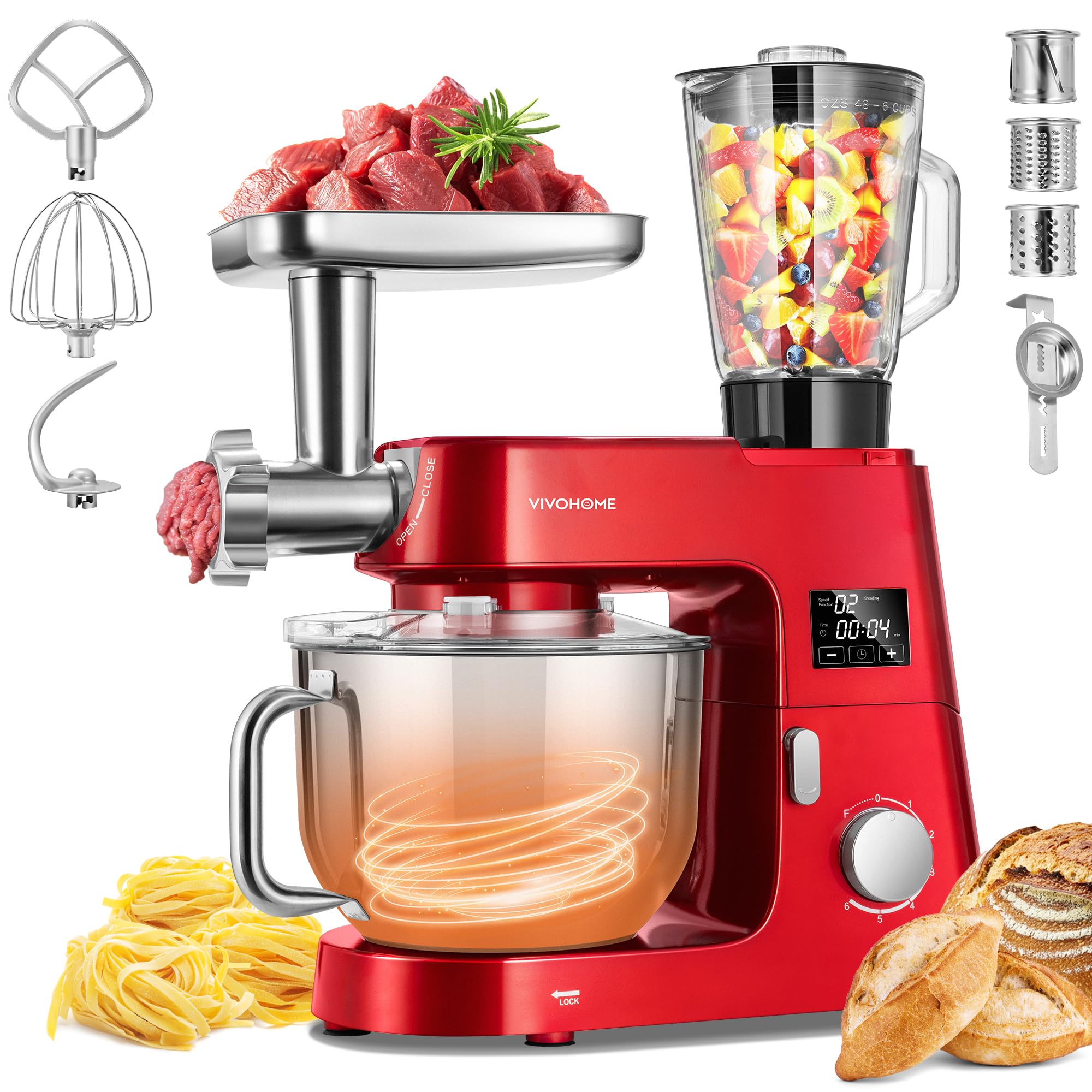 VIVOHOME 9-in-1 mixer with fermentation proving dough evenly.