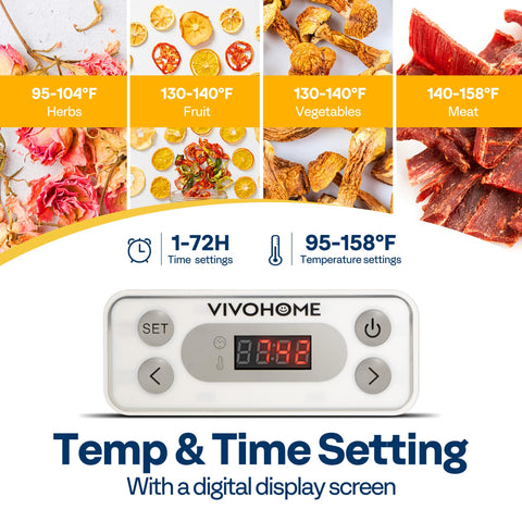 VIVOHOME 8-tray design supports uniform drying of large batches