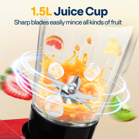 Glass juice jar by VIVOHOME for family beverages.