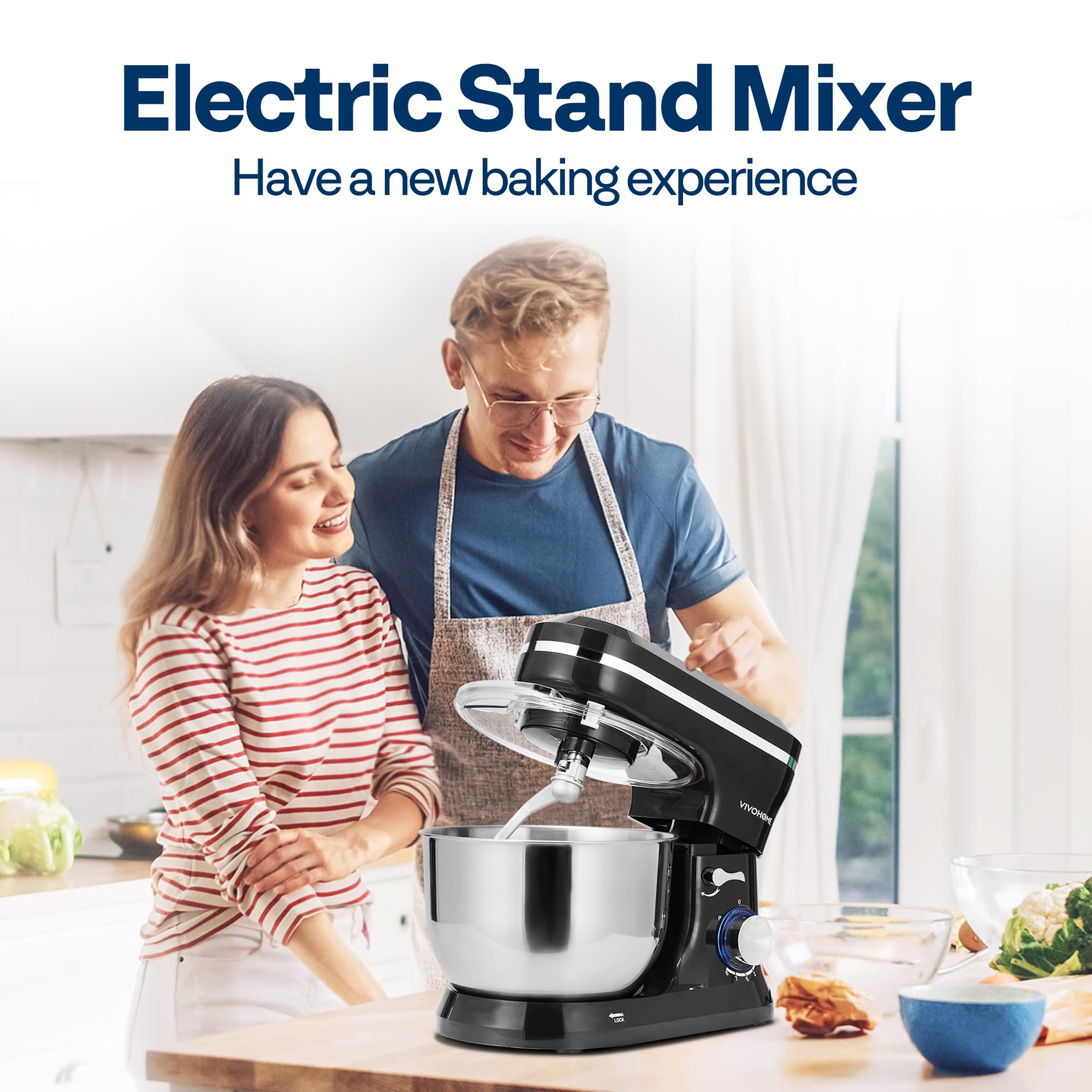 VIVOHOME 4.75-quart bowl shown for bread and dessert prep.