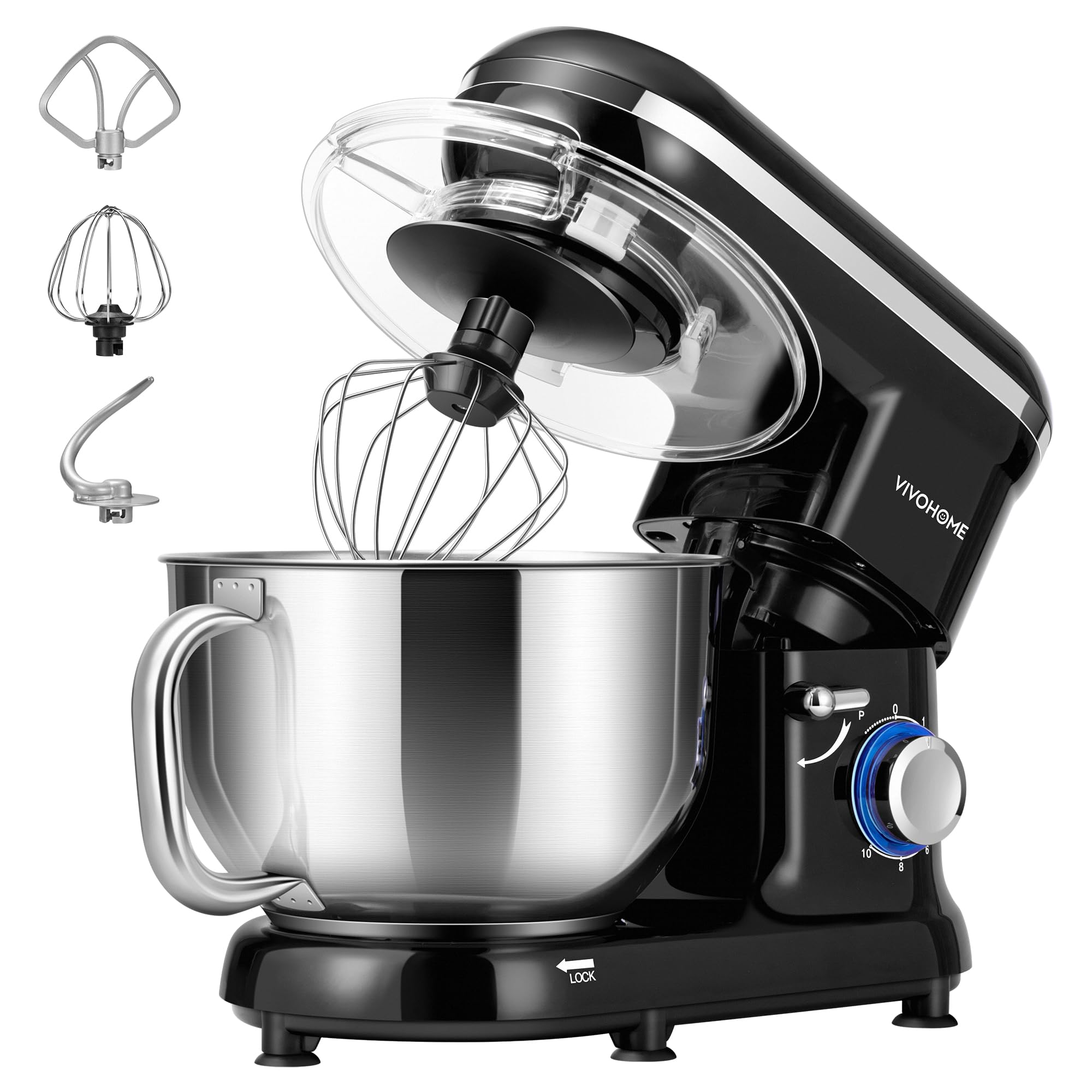 VIVOHOME stand mixer full view highlighting 660W power for heavy doughs