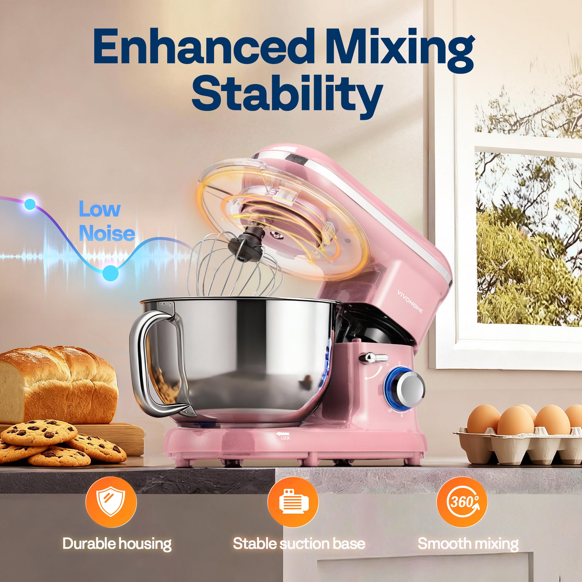 VIVOHOME 6-quart bowl handles family-sized batches with less prep