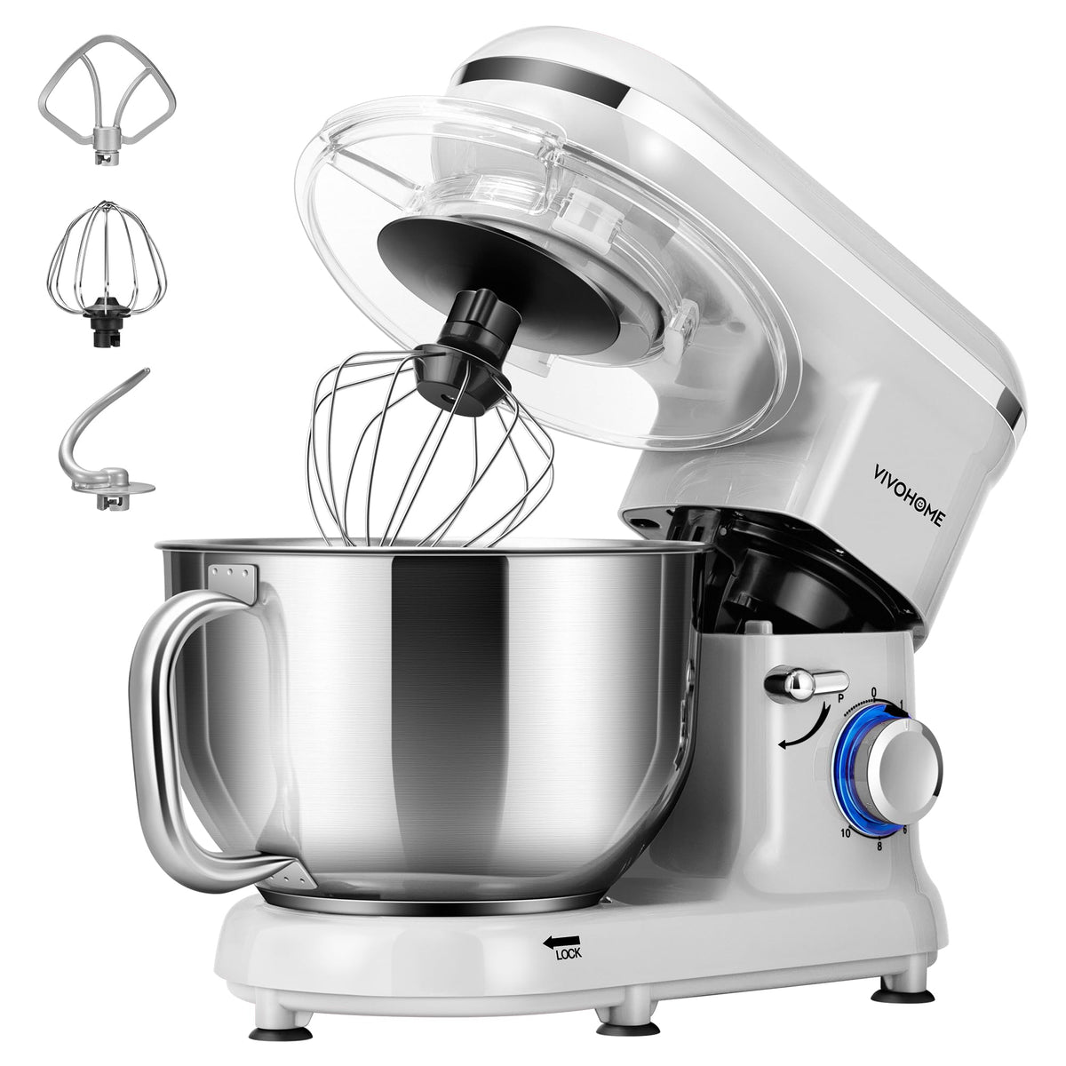 VIVOHOME stand mixer with 6qt bowl for large batches.