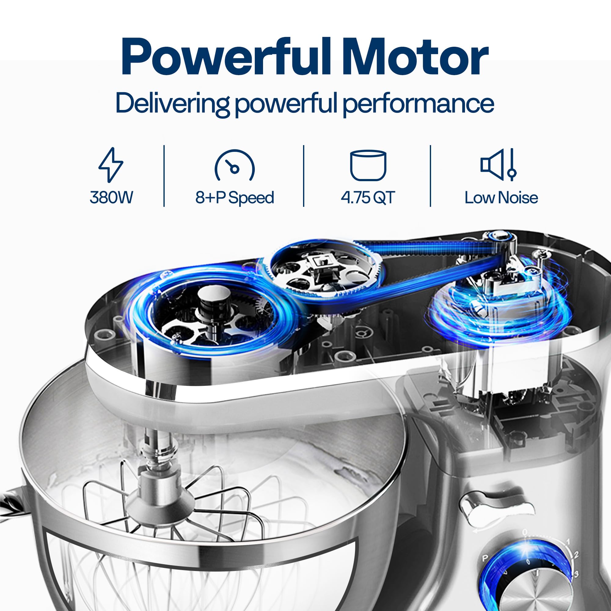 VIVOHOME stand mixer dough hook in use kneads bread dough smoothly