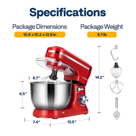 Vivohome stand mixer non-slip silicone feet stabilizing operation under heavy loads