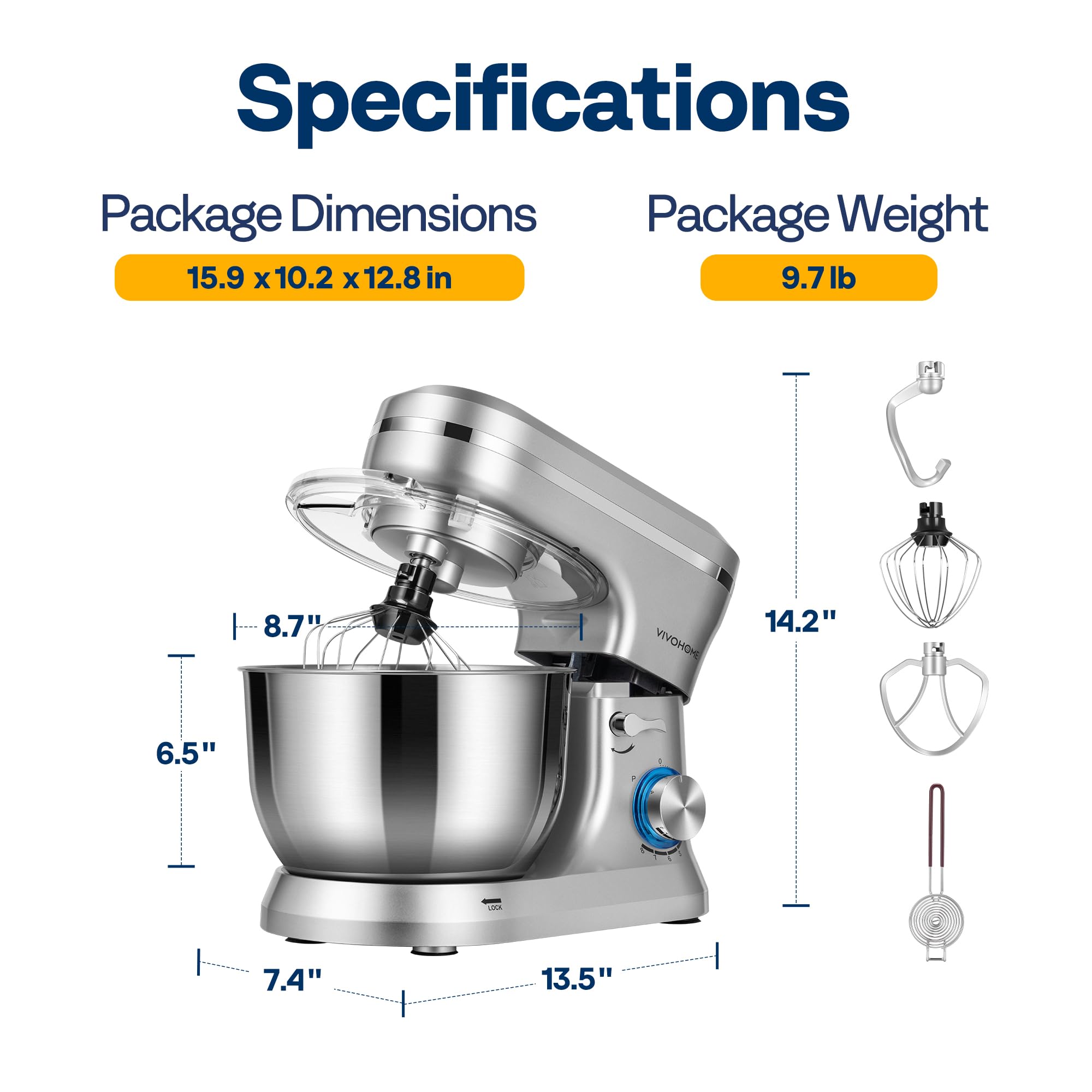 VIVOHOME stand mixer non-slip silicone feet stabilize operation and reduce noise
