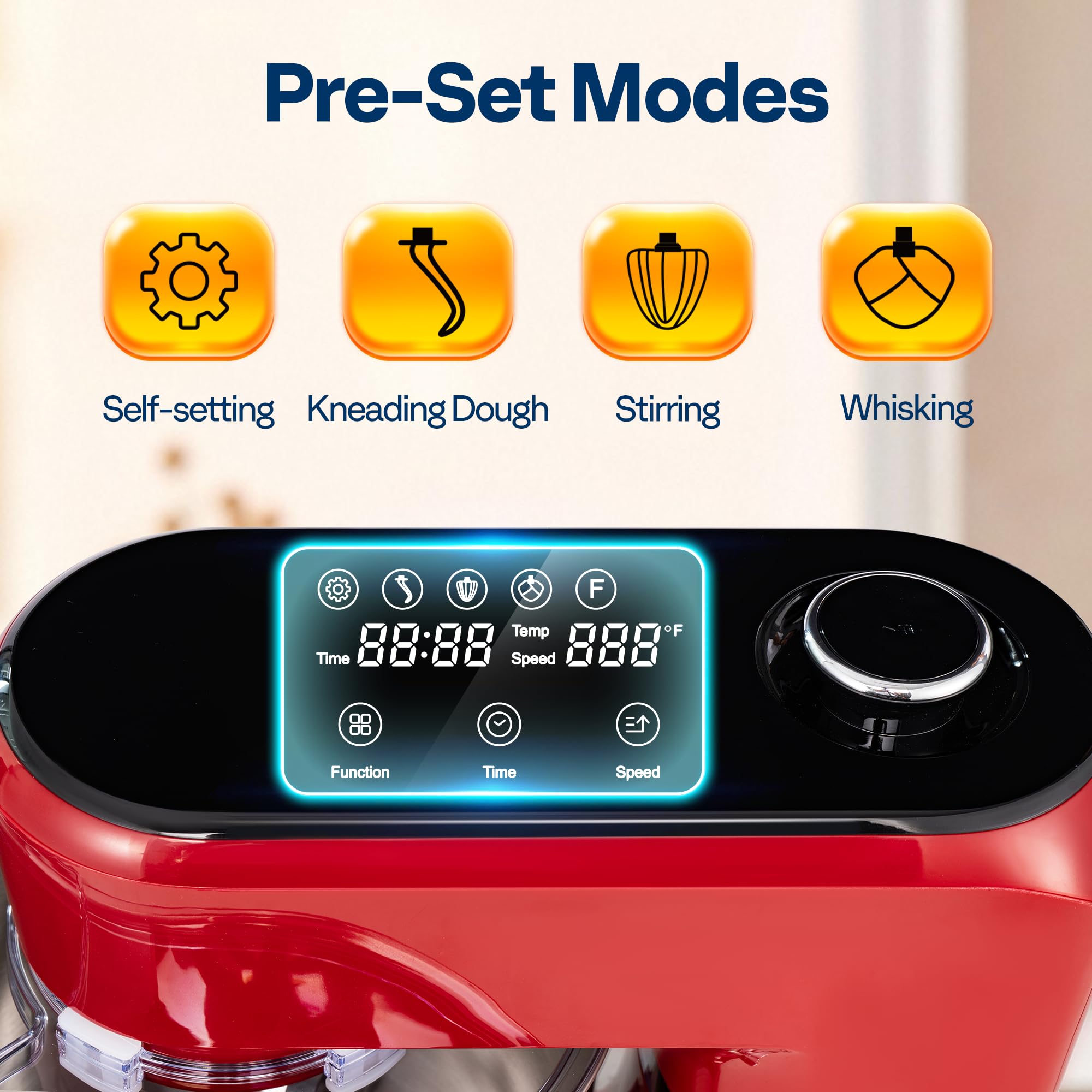 VIVOHOME one-touch presets simplify kneading, whisking, and stirring.