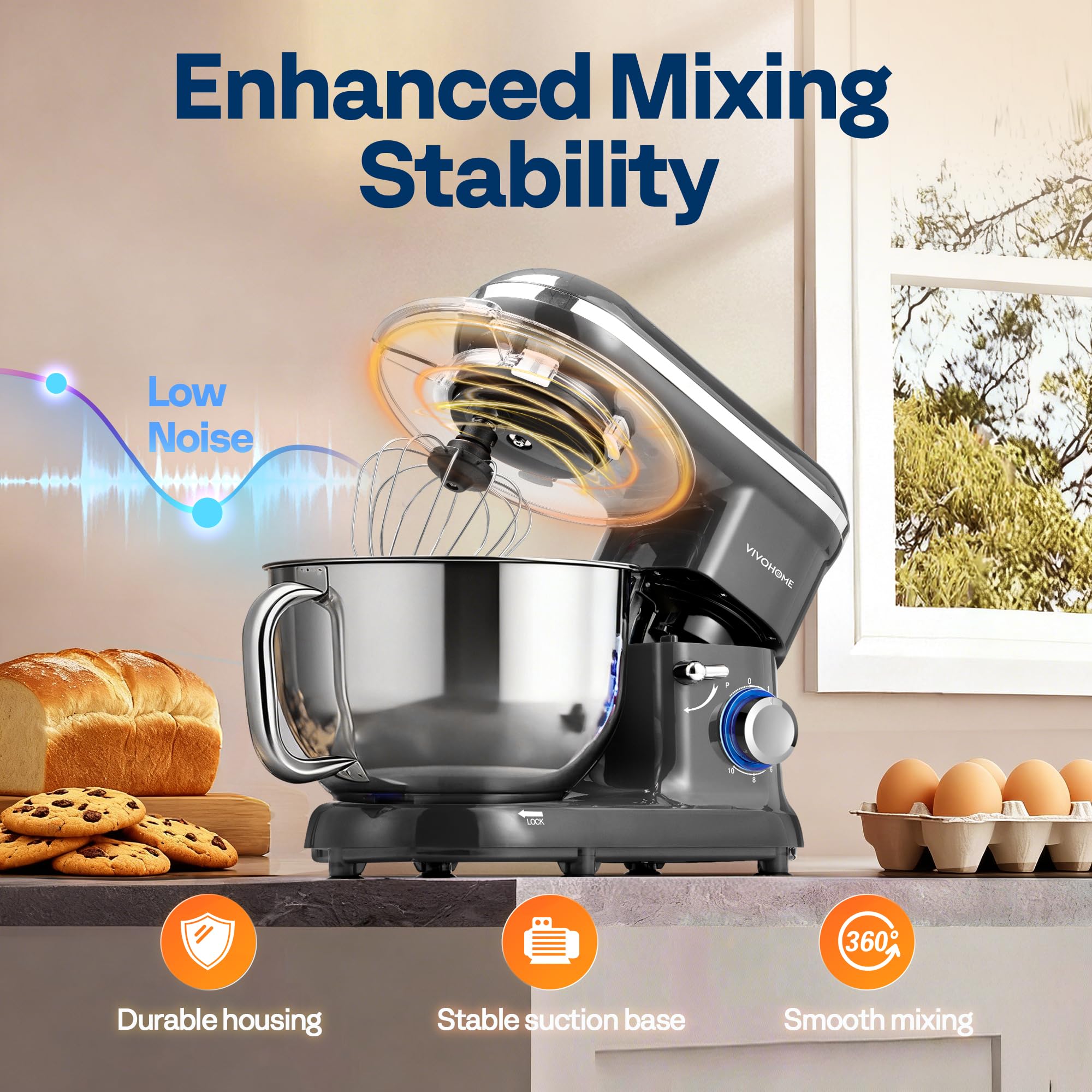 VIVOHOME tilt head design for easy access to attachments