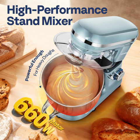 Tilt-head operation view showing easy access for adding ingredients