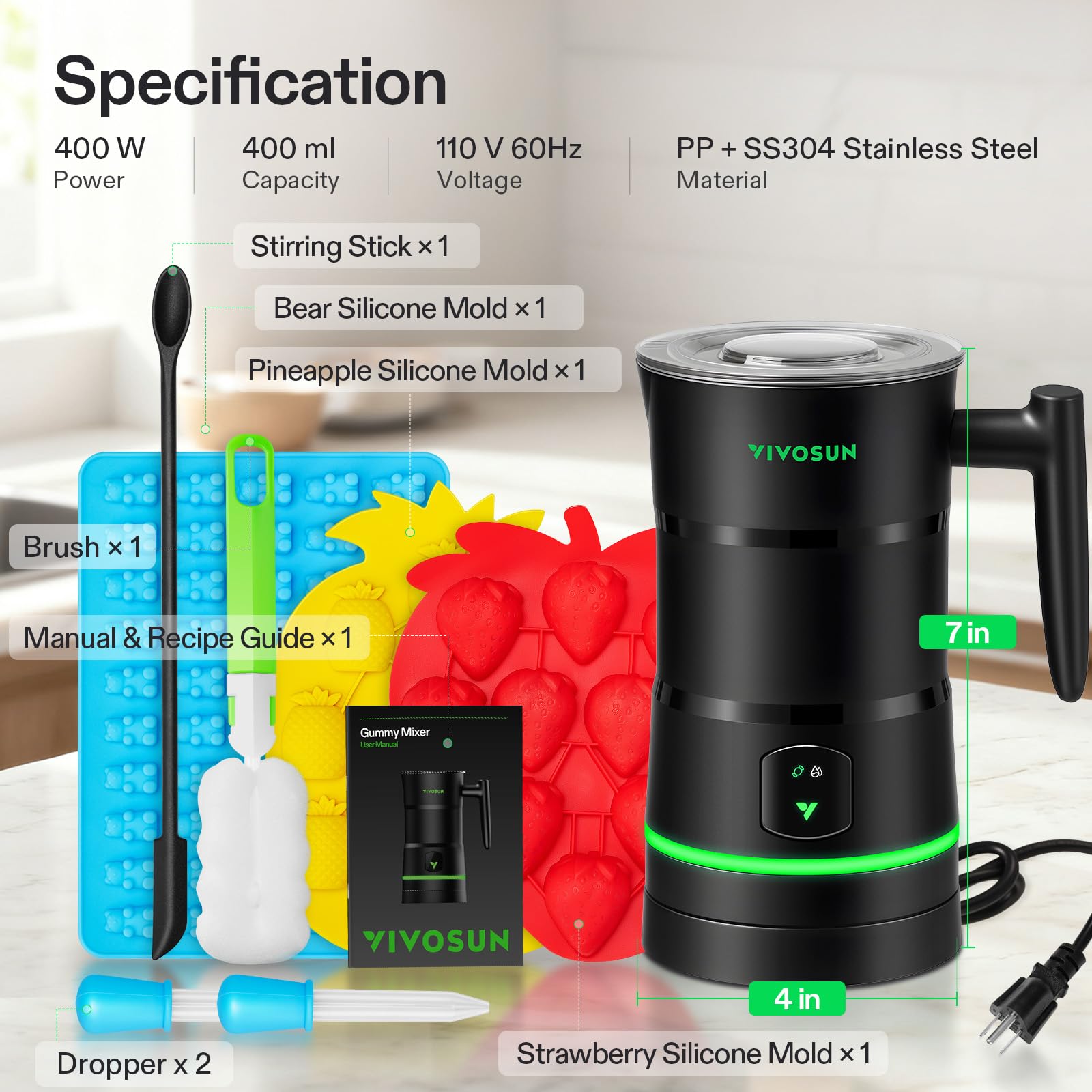 VIVOSUN complete kit includes molds, droppers, and tools for DIY candy.