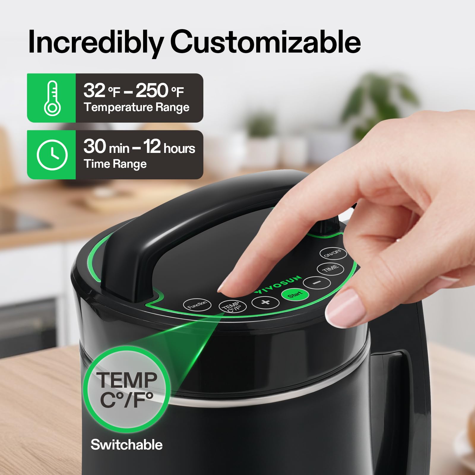 VIVOSUN inside view with lid and blades for efficient extraction and even heating