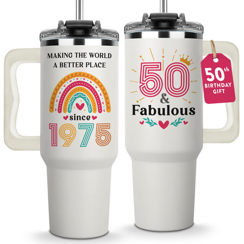 Vivulla68 50th birthday tumbler 40oz with 1975 design, everyday hydration on the go.