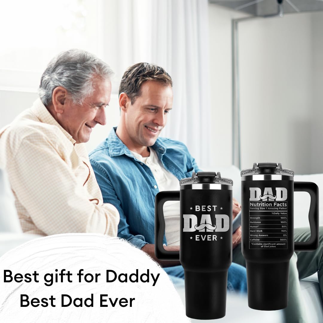 Insulation detail on Vivulla68 Best Dad Ever 40oz tumbler illustrating heat retention.