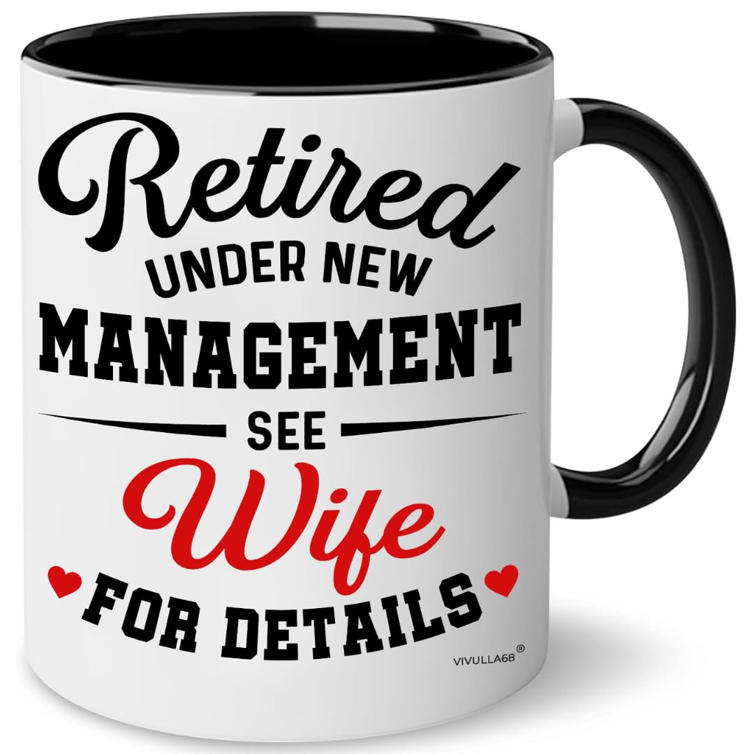 Vivulla68 Retired Under New Management mug 11oz; durable ceramic for daily retirement celebrations.