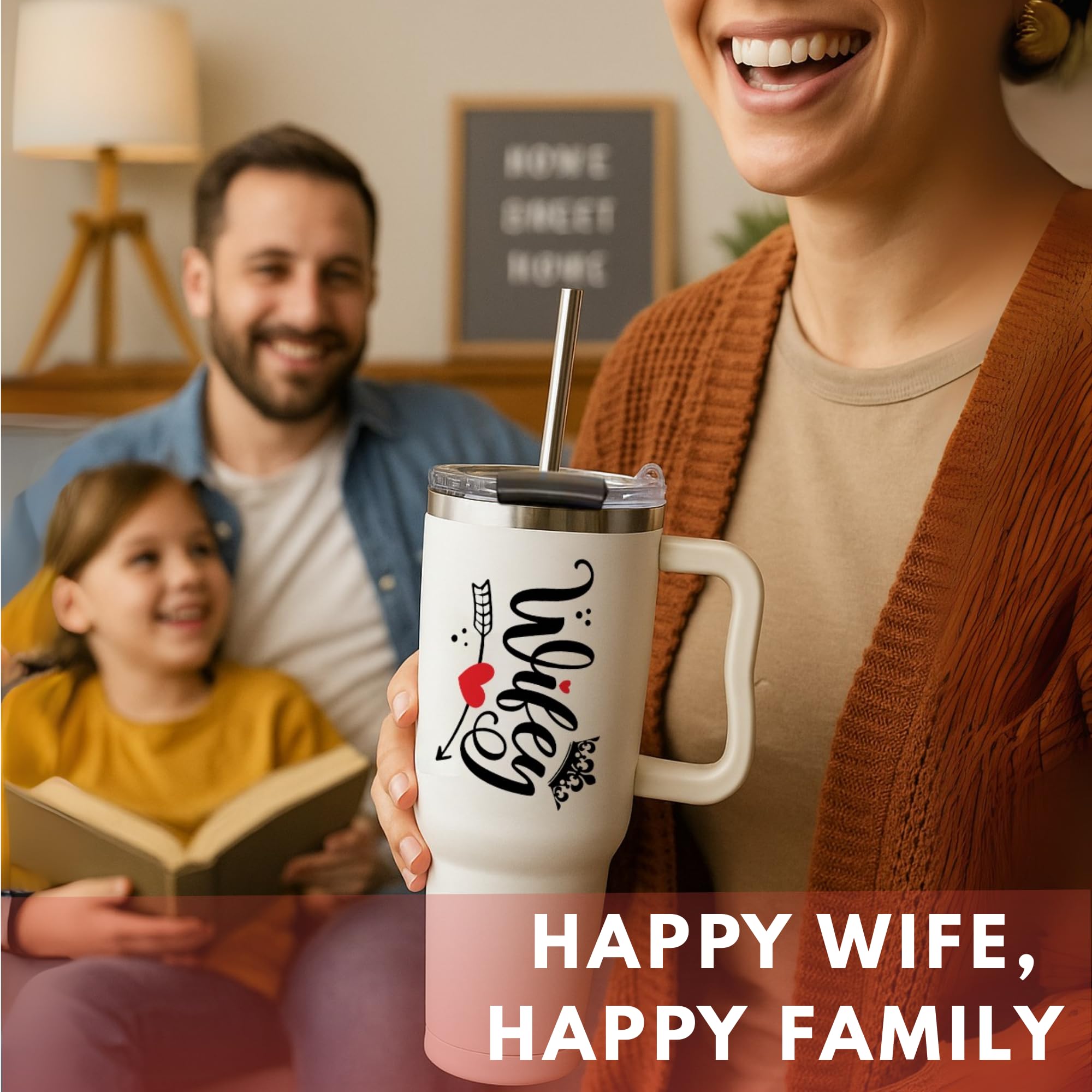 Vivulla68 Wifey Cup with straw and handle for easy sipping on the go.