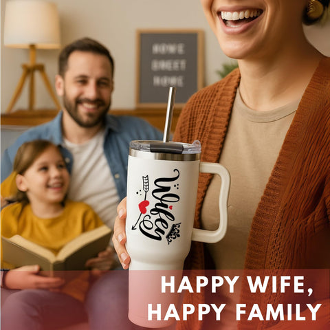 Vivulla68 Wifey Cup with straw and handle for easy sipping on the go.