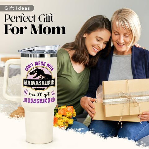 VIWIS mom Christmas gift 40oz tumbler with festive design.