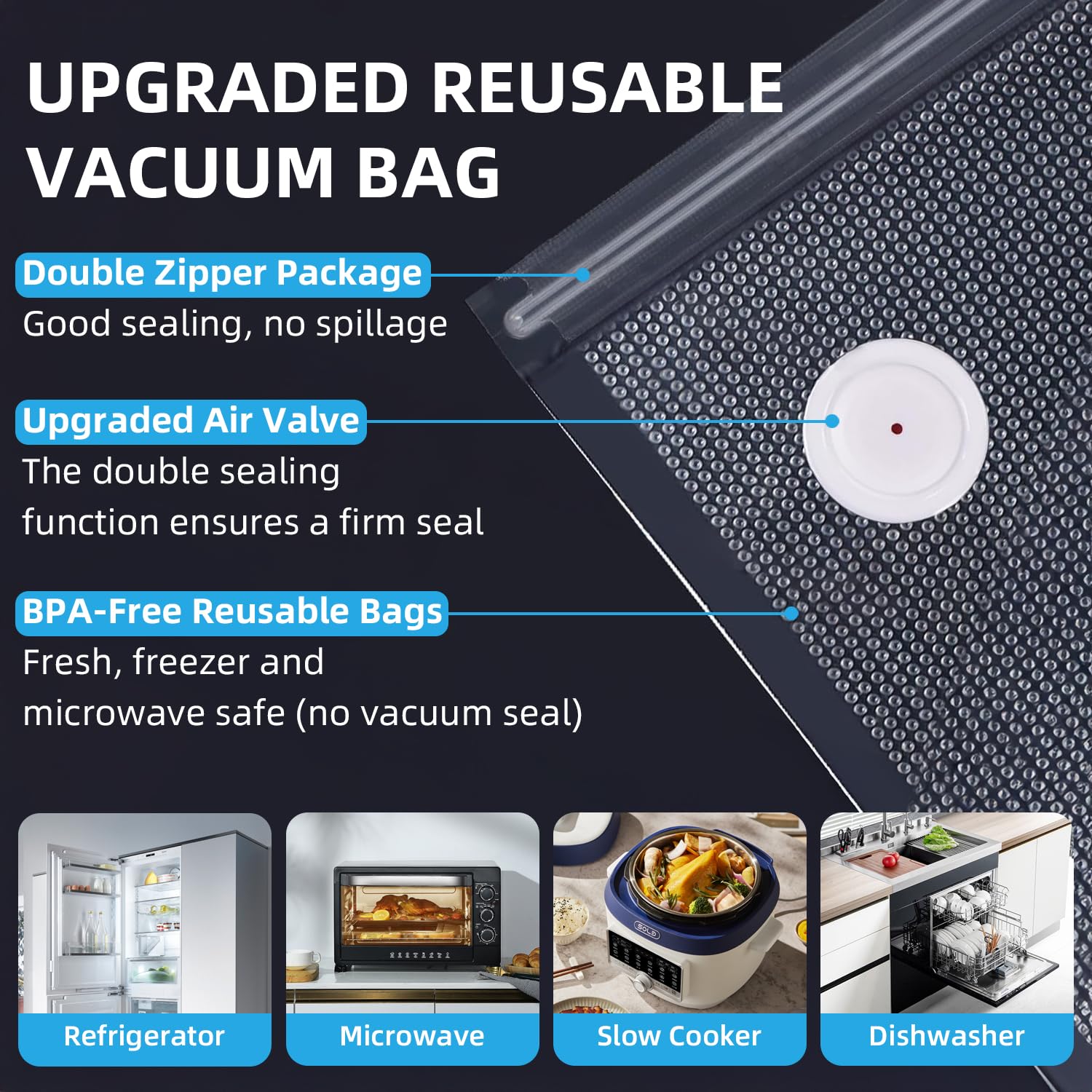 Vixino bag accessories compatible with reusable bags for foods