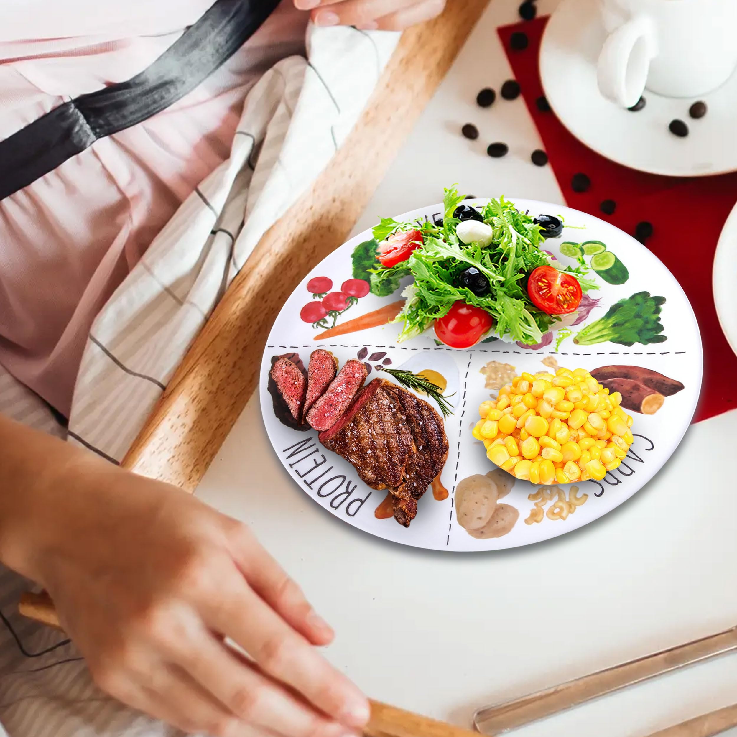 Viynran plate features vibrant printing to encourage kids to participate in meal prep.