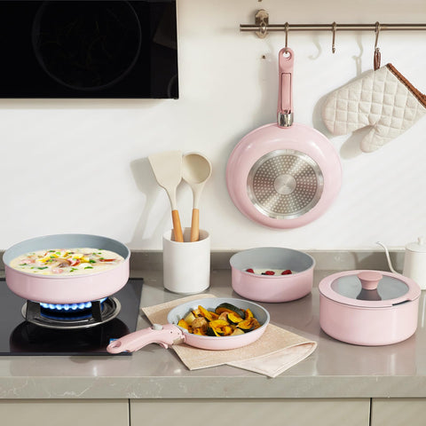 Vkoocy detachable handle system shown with cookware