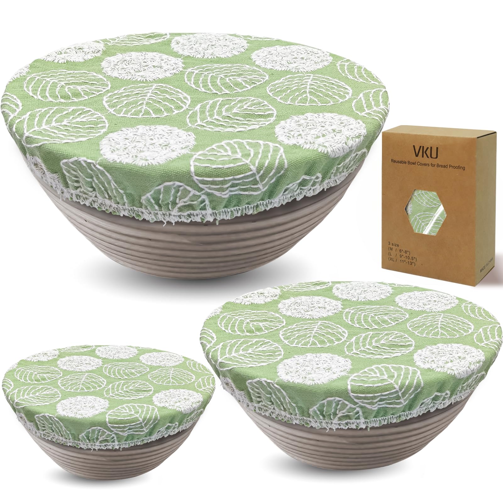 VKU Sourdough Bowl Covers with embroidery add style while keeping doughs fresh