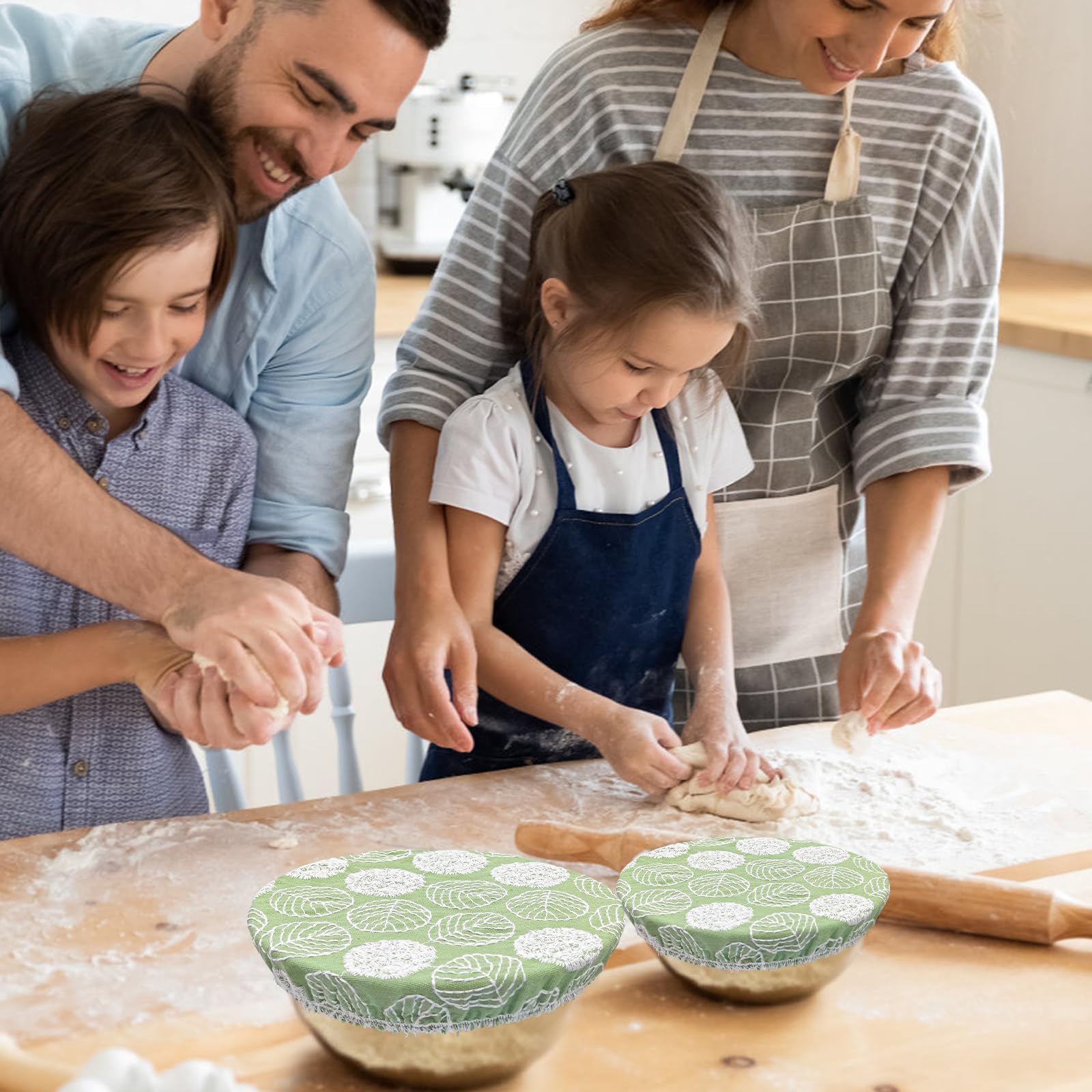 VKU Sourdough Bowl Covers fabric close-up shows durable cotton-linen texture
