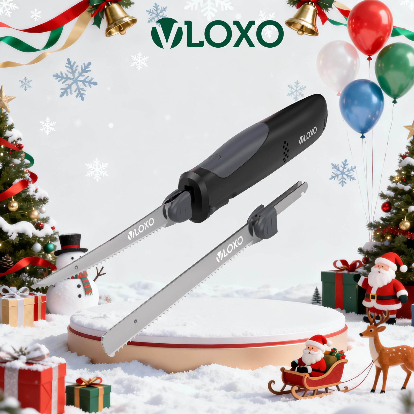 VLOXO bread blade close-up demonstrating serrated cutting performance.