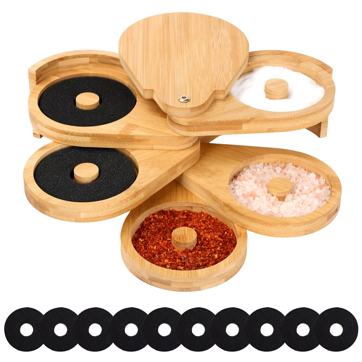 VMAWJ bamboo Margarita salt rimmer 5-tier rotating design for effortless serving