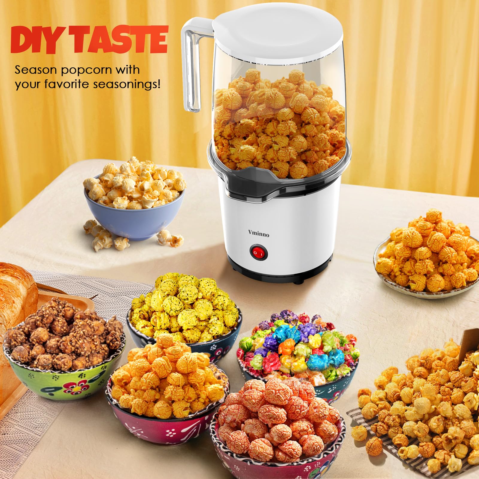 Vminno family movie night popcorn setup supports fast, tasty snacks without oil