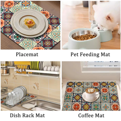 Vmogeicons coffee mat versatile for drying dishes or as counter mat