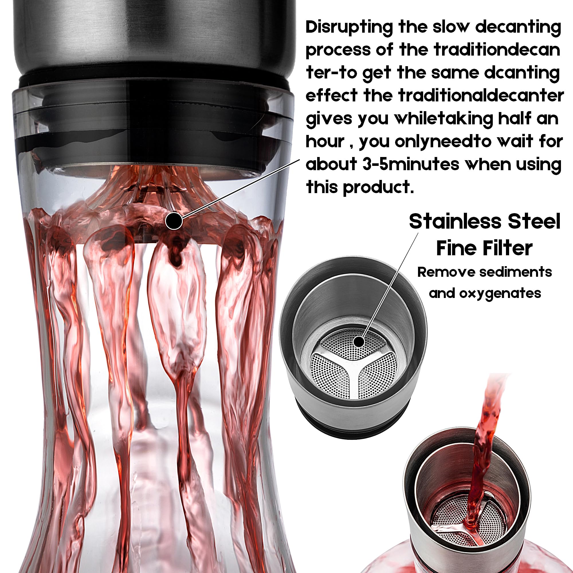 VnoPerito lead-free crystal decanter highlights clarity for elegant wine service.