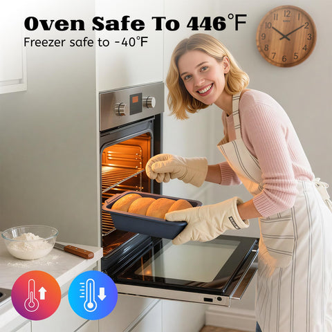 Vnray bread pan with sturdy metal rim resists warping during baking.