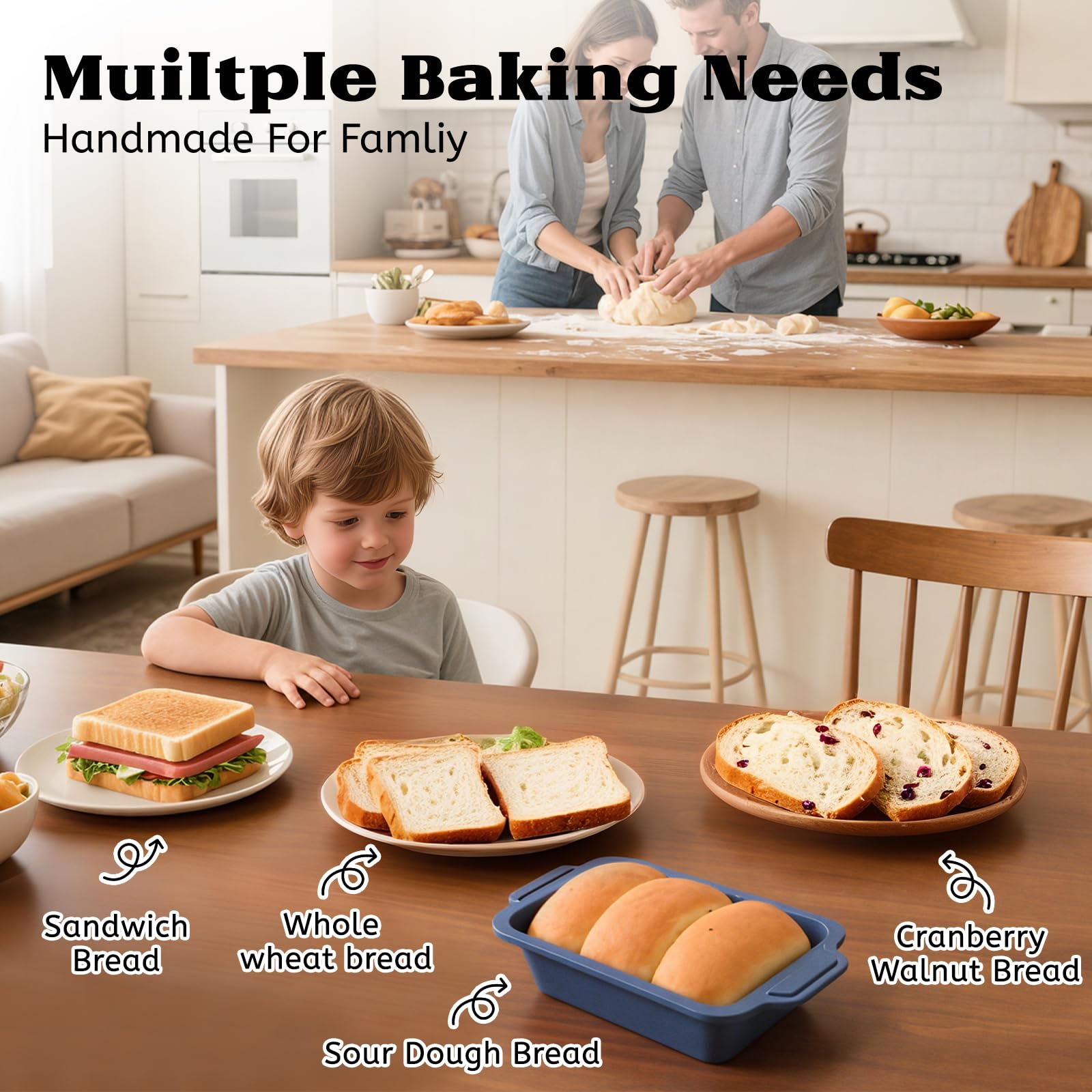 Vnray loaf pan suitable for sourdough and pumpkin breads.