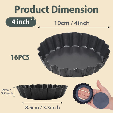 Vnray 4-inch tart pan showing nonstick coating for smooth release.