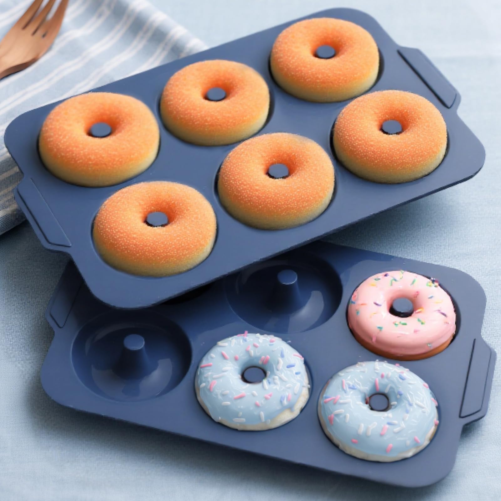 Vnray nonstick silicone donut pan with metal frame for easy transfer